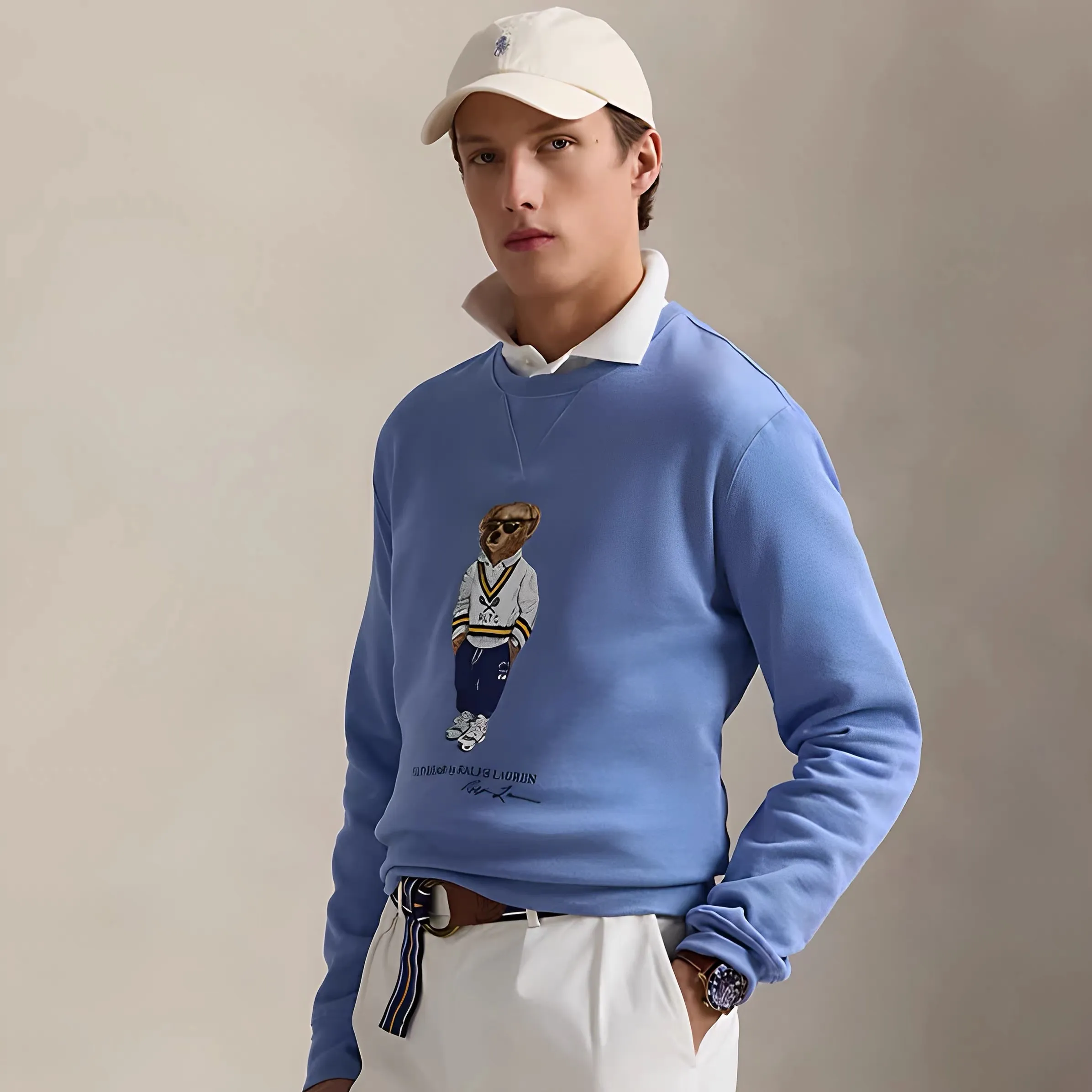 P210 Style number: RL020] RalphLauren/Ralph Lauren 2025 autumn and winter new bear letter printed terry sweatshirt